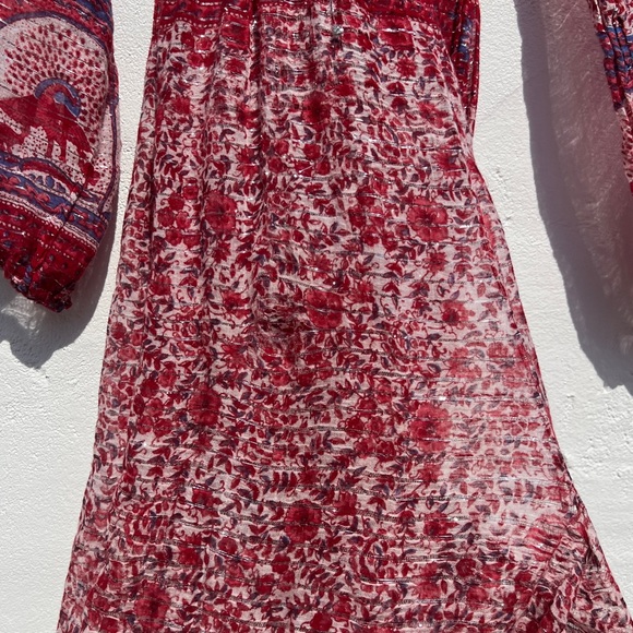 VTG Red Floral Long Sleeve Sheer Beach Coverup Jumpsuit - Picture 11 of 14